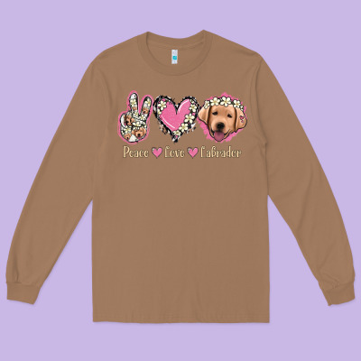 Peace Love Labrador Long Sleeve Tee Designed By Jasminsmagicworld