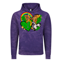 Cloud Purple St. Patrick's Day hearts with leopard Vintage Hoodie - HowdyJamesFarm