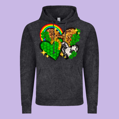 St. Patrick's Day Hearts With Leopard Vintage Hoodie Designed By Howdyjamesfarm