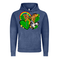 Vintage Denim St. Patrick's Day hearts with leopard Vintage Hoodie - HowdyJamesFarm