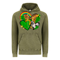 Vintage Olive St. Patrick's Day hearts with leopard Vintage Hoodie - HowdyJamesFarm