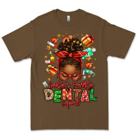 Cacao Santa's Favorite Dental Squad Afro Messy Bun Premium Tee - texasbilliewilder