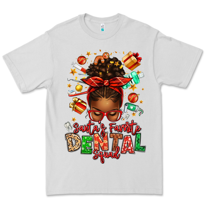 Santa's Favorite Dental Squad Afro Messy Bun Premium Tee by texasbilliewilder | Teevron