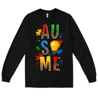 Black ausome autism Long Sleeve Tee - OliviaCreatesArt