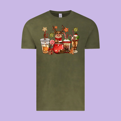 Christmas Reindeer Coffee Vintage Tee Designed By Cowgirlartshop