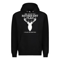 Black Hunting Retirement Plan Funny Elk Deer Retired Hunter Gift Premium Hoodie - longCreatives
