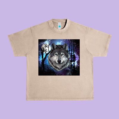 Wolf And Full Moon Urban Heavy Tee Designed By Ranaportraitstore