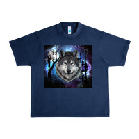 Navy wolf and full moon Urban Heavy Tee - RanaPortraitStore