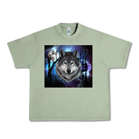 Oil Green wolf and full moon Urban Heavy Tee - RanaPortraitStore