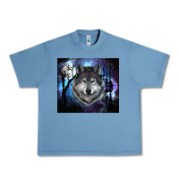 Pebble Blue wolf and full moon Urban Heavy Tee - RanaPortraitStore