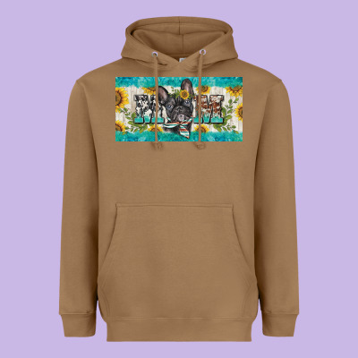 French Bulldog Mom License Plate Template Heavyweight Hoodie Designed By Barkaloodesign