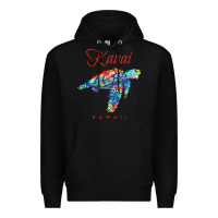 Black kauai hawaii watercolor sea turtle souvenir Premium Hoodie - longCreatives