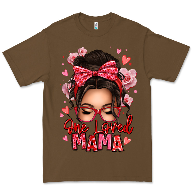 One Loved Mama Messy Bun Premium Tee by texasbilliewilder | Teevron