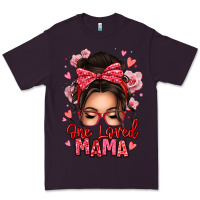 Plum one loved mama messy bun Premium Tee - texasbilliewilder