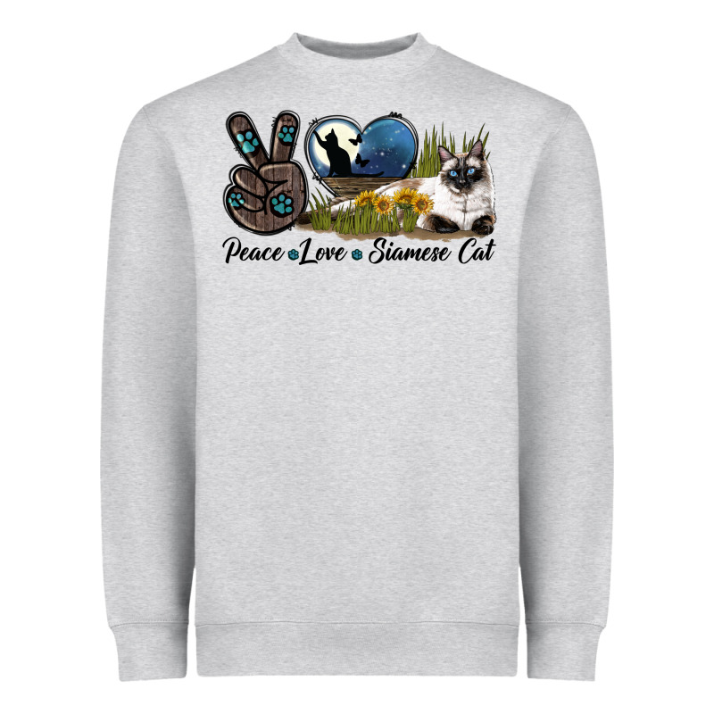 Peace Love Siamese Cat Heavyweight Sweatshirt by LillyAllenDesigns | Teevron