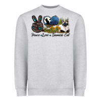 Heather Grey Peace Love Siamese Cat Heavyweight Sweatshirt - LillyAllenDesigns