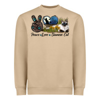 Mushroom Peace Love Siamese Cat Heavyweight Sweatshirt - LillyAllenDesigns