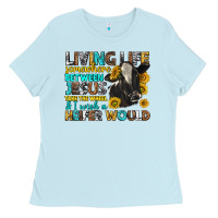 Baby Blue Living Life Somewhere Between Jesus Ladies Tee - texasbilliewilder