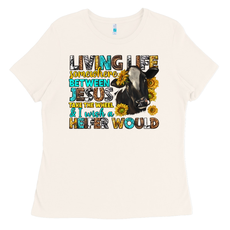 Living Life Somewhere Between Jesus Ladies Tee by texasbilliewilder | Teevron