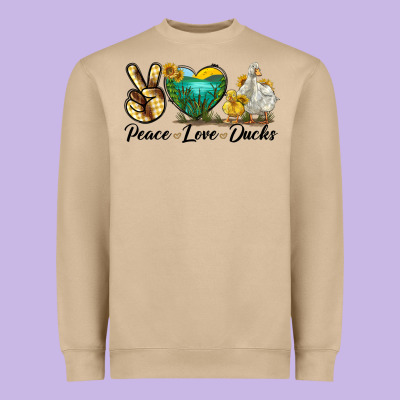 Peace Love Ducks Heavyweight Sweatshirt Designed By Lillyallendesigns