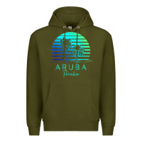 Army Green Vintage Aruba Beach Tropical Vibes Vacation Souvenir Gift Premium Hoodie - longCreatives