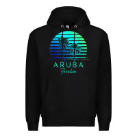 Black Vintage Aruba Beach Tropical Vibes Vacation Souvenir Gift Premium Hoodie - longCreatives