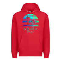 Red Vintage Aruba Beach Tropical Vibes Vacation Souvenir Gift Premium Hoodie - longCreatives