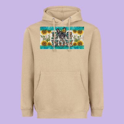 Dog Mom French  Bulldog License Plate Template Heavyweight Hoodie Designed By Barkaloodesign