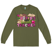 Army Green cupid's favorite teacher Long Sleeve Tee - OliviaCreatesArt