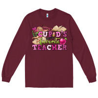 Burgundy cupid's favorite teacher Long Sleeve Tee - OliviaCreatesArt
