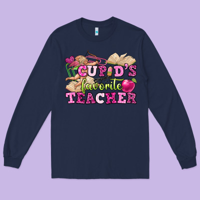Cupid's Favorite Teacher Long Sleeve Tee Designed By Oliviacreatesart