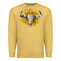 Antique Gold cowhide bull skull and sunflower Premium Sweatshirt - BarkalooDesign