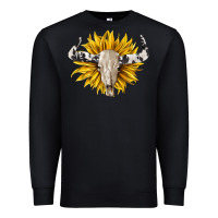 Black cowhide bull skull and sunflower Premium Sweatshirt - BarkalooDesign