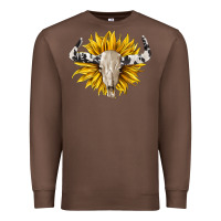 Chestnut cowhide bull skull and sunflower Premium Sweatshirt - BarkalooDesign