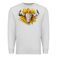 Dove Grey cowhide bull skull and sunflower Premium Sweatshirt - BarkalooDesign