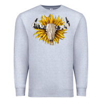 Heather Grey cowhide bull skull and sunflower Premium Sweatshirt - BarkalooDesign