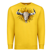 Lemon cowhide bull skull and sunflower Premium Sweatshirt - BarkalooDesign