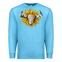 Ocean Blue cowhide bull skull and sunflower Premium Sweatshirt - BarkalooDesign