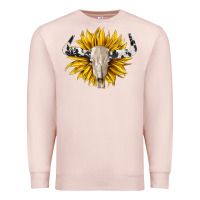 Pale Pink cowhide bull skull and sunflower Premium Sweatshirt - BarkalooDesign