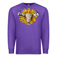 Cowhide Bull Skull And Sunflower Premium Sweatshirt | Teevron