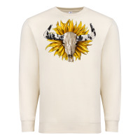 Sandshell cowhide bull skull and sunflower Premium Sweatshirt - BarkalooDesign