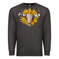 Smoke cowhide bull skull and sunflower Premium Sweatshirt - BarkalooDesign