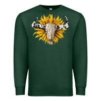 Sports Green cowhide bull skull and sunflower Premium Sweatshirt - BarkalooDesign