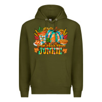 Army Green Pumpkin Spice Junkie Premium Hoodie - CowhideDigitalArt