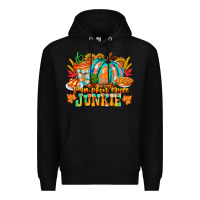 Black Pumpkin Spice Junkie Premium Hoodie - CowhideDigitalArt