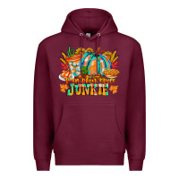 Burgundy Pumpkin Spice Junkie Premium Hoodie - CowhideDigitalArt