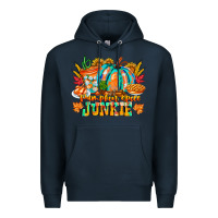 Navy Pumpkin Spice Junkie Premium Hoodie - CowhideDigitalArt