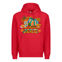 Red Pumpkin Spice Junkie Premium Hoodie - CowhideDigitalArt