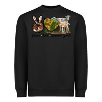 Black Peace Love Saanen Goats Heavyweight Sweatshirt - LillyAllenDesigns