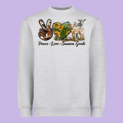 Peace Love Saanen Goats Heavyweight Sweatshirt Designed By Lillyallendesigns